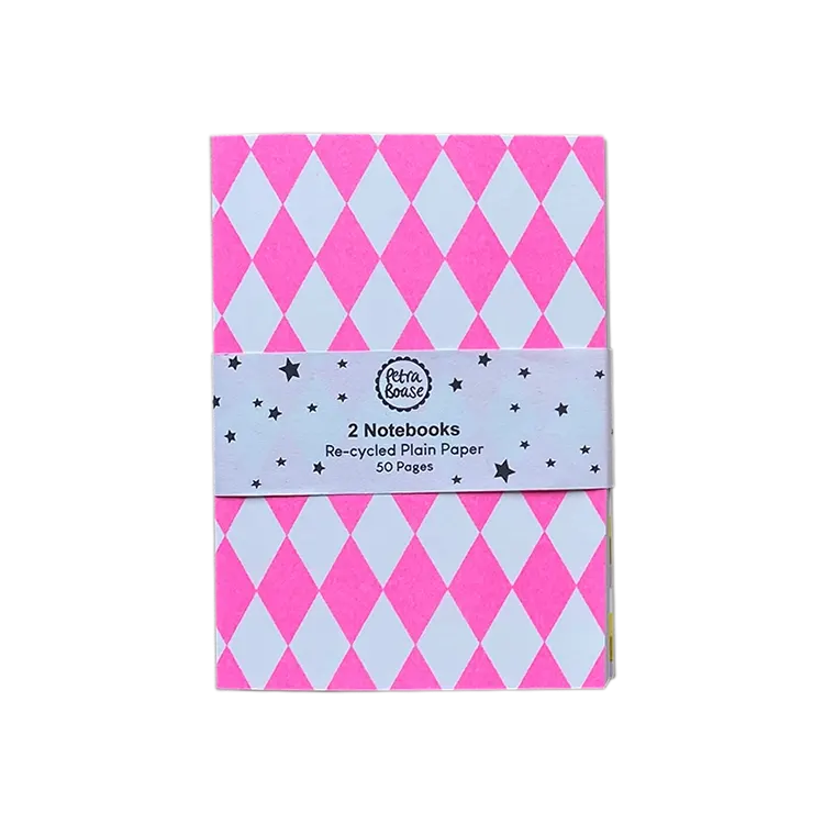 2 Notizbücher / Riso-Aufdruck / Lila/Gelb/Hot Pink