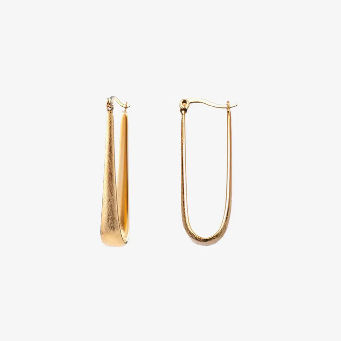 Ohrringe-Edelstah-14kvergoldet-U-Form-gebuerstetem-Gold-40mm-Produktansicht
