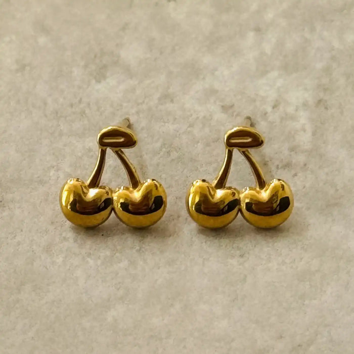 Ohrringe-Minimalistische-Kirsch-Ohrstecker-Edelstahl-14k-vergoldet-10mm-Produktansicht