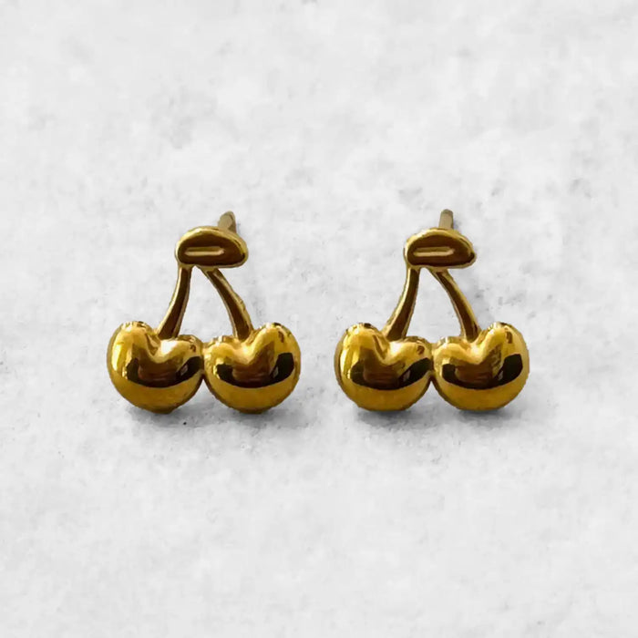 Ohrringe-Minimalistische-_Kirsch-_Ohrstecker_-Edelstahl_-14k_-vergoldet-_10mm-Produktansicht
