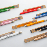 Ohto-Gel-Wood-BallPen-DAYS-Bodygfarbe-Blue-Strichfarbe-Schwarz-needle-Point-Produktansicht-Beispilefoto-mit-verpackung