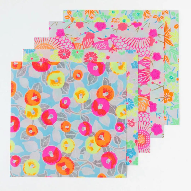 Origamiset-von-Shogado-neon-yuzen-PApier-Origamiset-neon-1-SHOGADO-15x15cm-10-blatt-5-Motive-Motivansicht