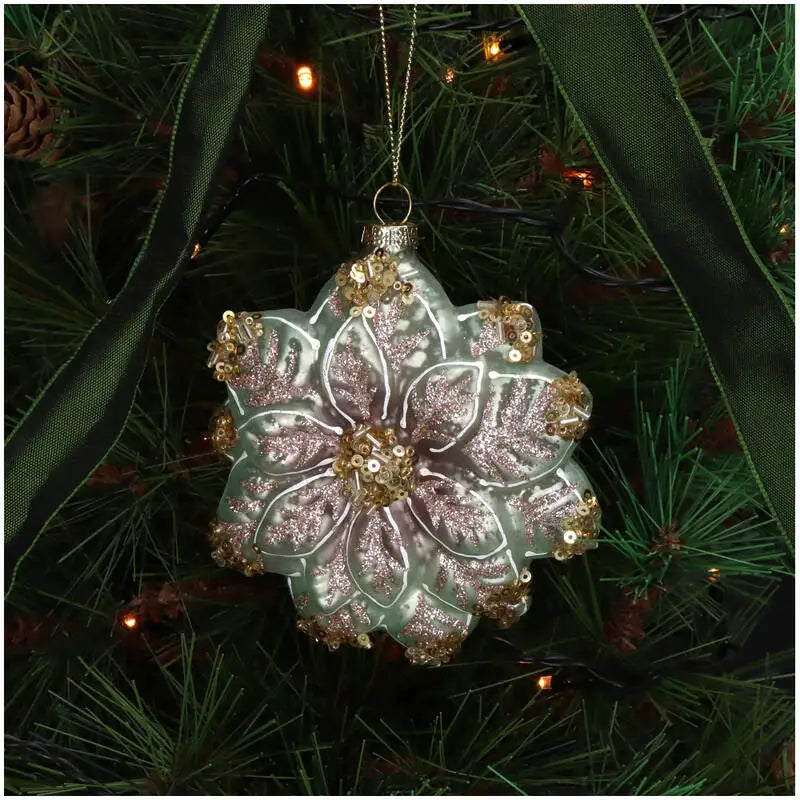 Weihnachtsbaumkugel/ Ornament Glas / Ornament Blume Multi / 10x3x11cm