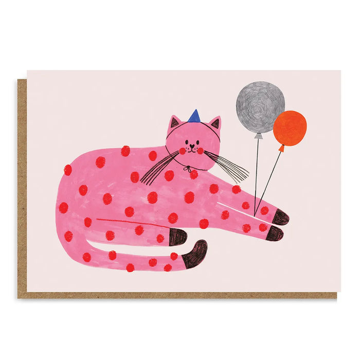 Pink cat greeting card_daria solak illustration