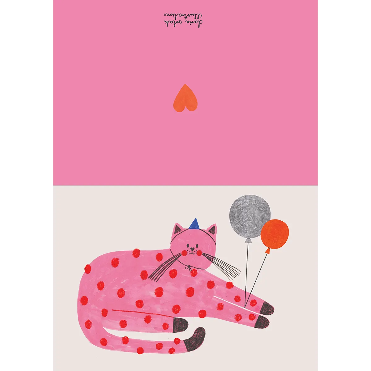 Pink cat greeting card_daria solak illustration