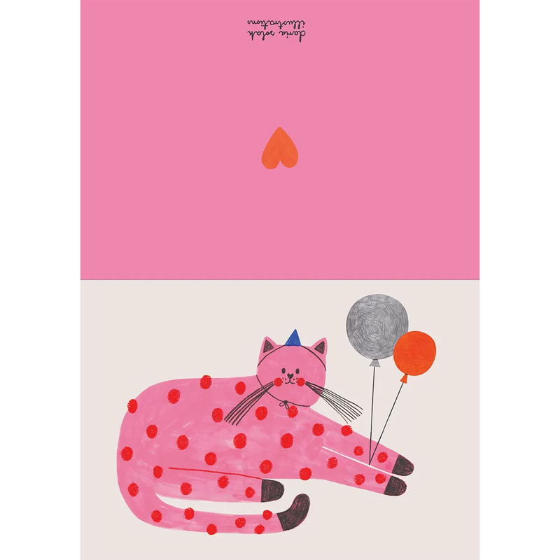 Pink cat greeting card_daria solak illustration
