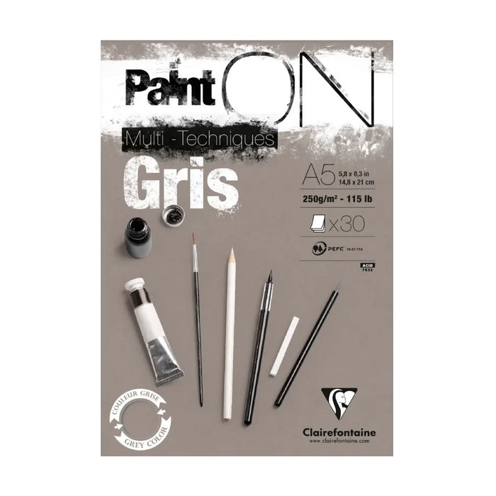 Paint'On / Block / Mix Media / Grau / 250g/m² / A5