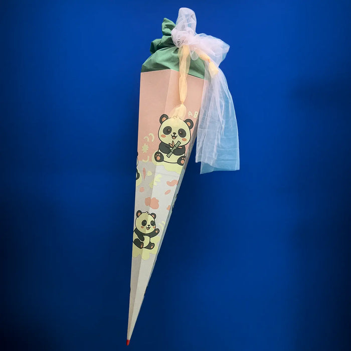 Schultüte | Zuckertüte | Einzelstück | mit Stoffverschluss | 85cm | Panda