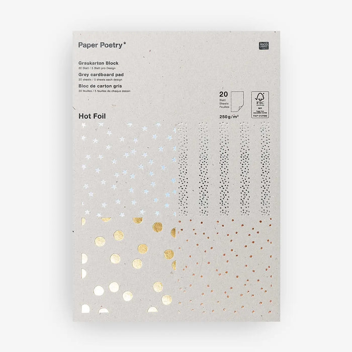 Paper-Poetry-Graukarton-Block-Hot-Foil-20-Blatt-250grm-Format-A4-Cover-Block