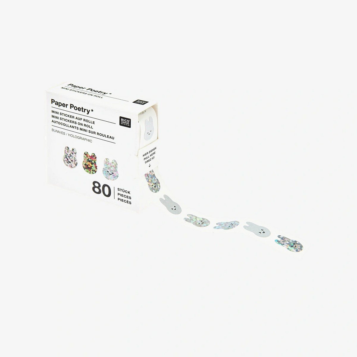 Paper-Poetry-Mini-Sticker-Chingu-Hasen-1x1cm-Rolle-holografisch-80-Stueck-Verpackung-mit-Stickern