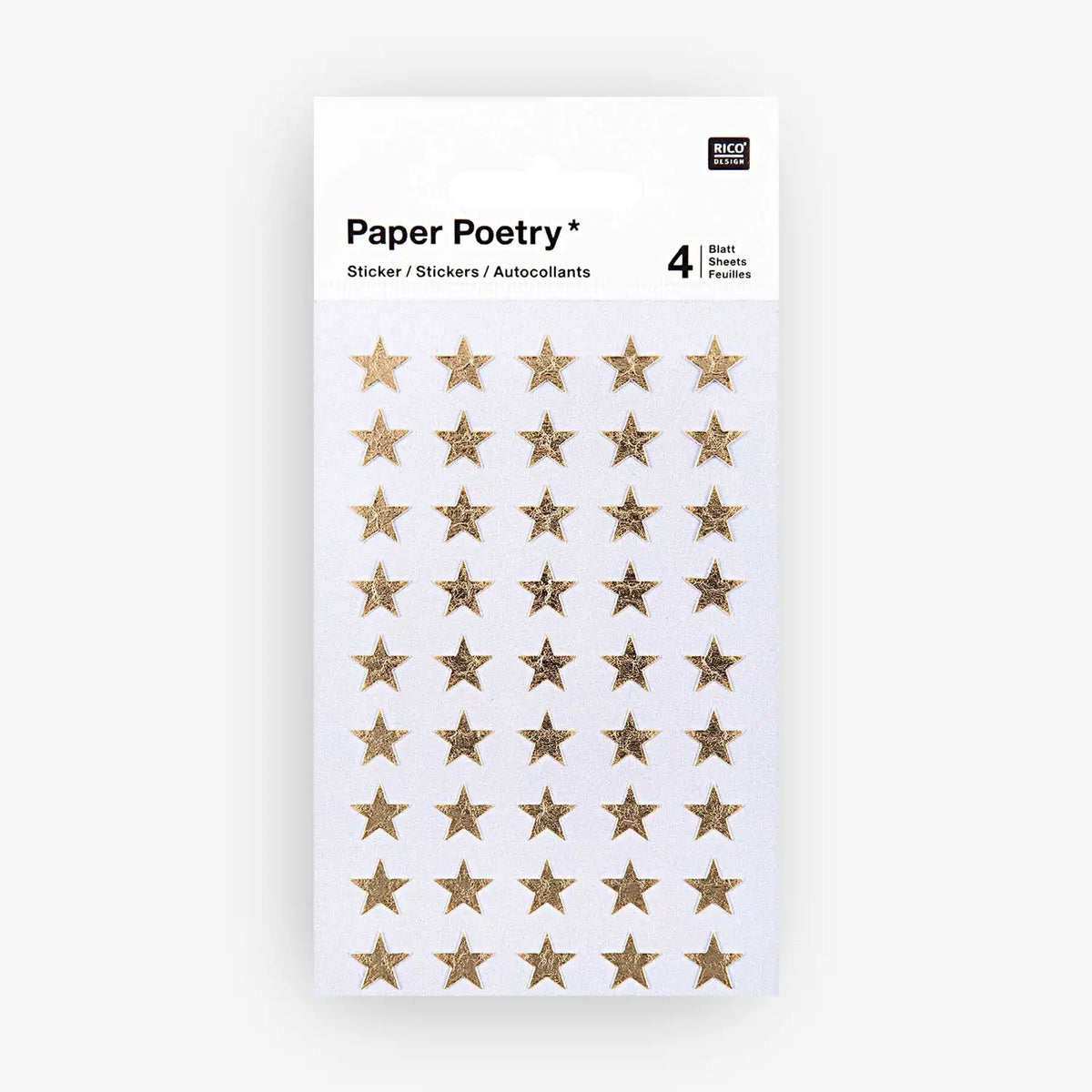 Paper-Poetry-Sticker-Sterne-gold-10mm-4-Bogen-Cover-Produktansicht-mit-Verpackung