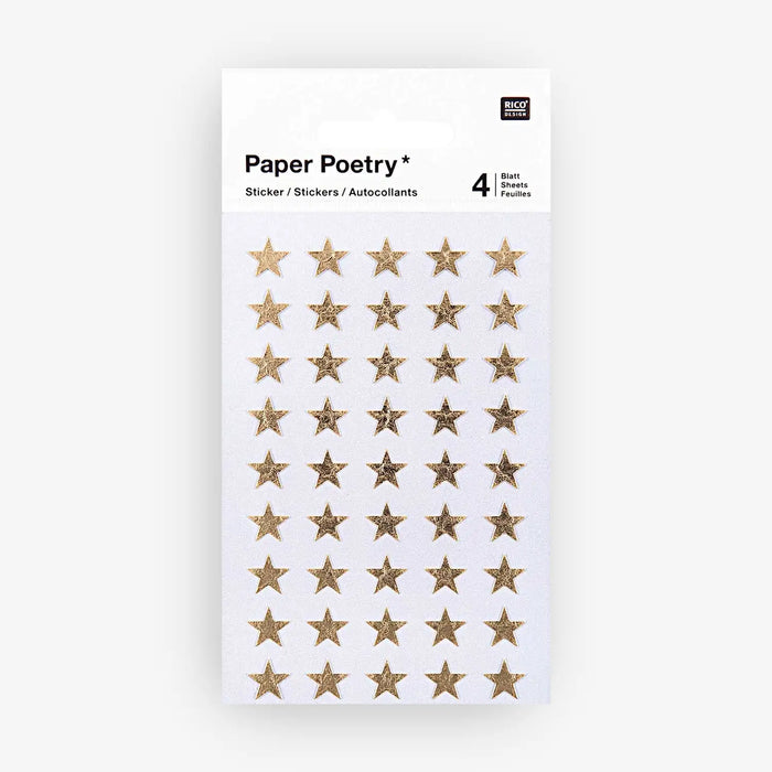 Paper-Poetry-Sticker-Sterne-gold-10mm-4-Bogen-Cover-Produktansicht-mit-Verpackung