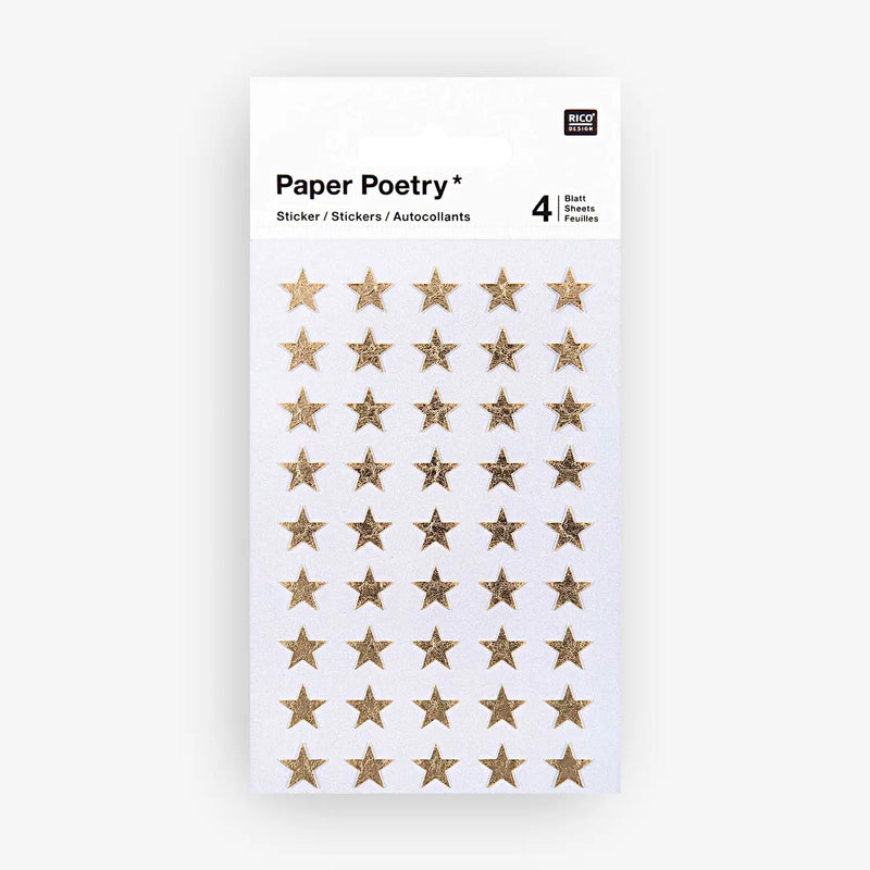 Paper-Poetry-Sticker-Sterne-gold-10mm-4-Bogen-Cover-Produktansicht-mit-Verpackung