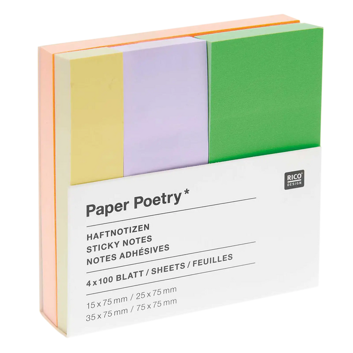 Paper Poetry / Haftnotizen / Sticky Notes /  pastell  / 4x100 Blatt