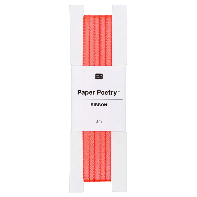 Paper Poetry / Geschenkband / Lesezeichenband / Satinband 3mm x 3m / neon orange