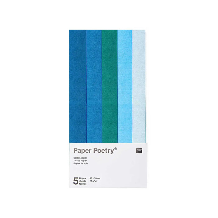 Paper Poetry / Seidenpapier / Blau sortiert / 50x70cm/ 5 Bögen