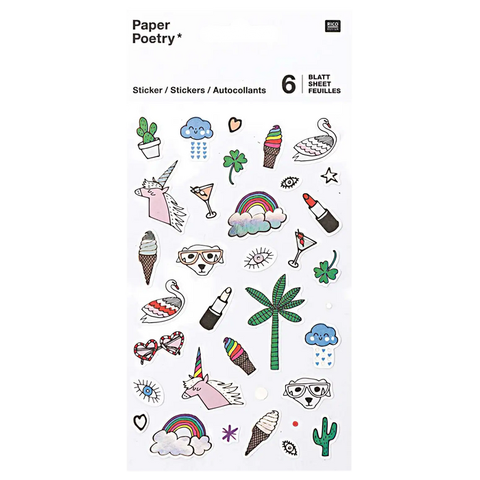 Paper Poetry / Office Sticker / Sticker Regenbogen 6 Blatt