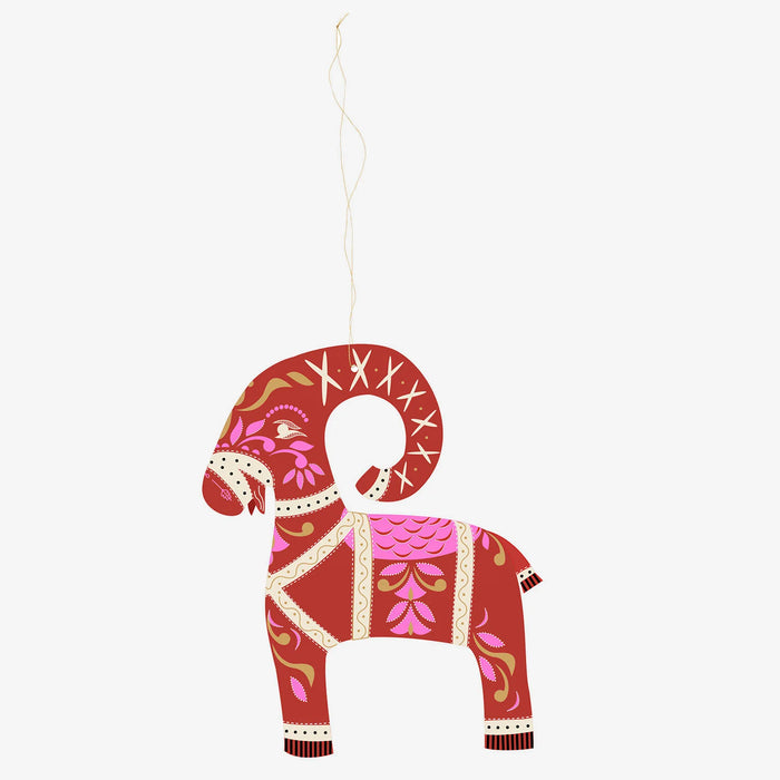 Papierornament / Paper Ornament / Buck / 13cm / Red / Set 3Stück