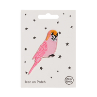 Aufbügel Patch / rosa Wellensittiche