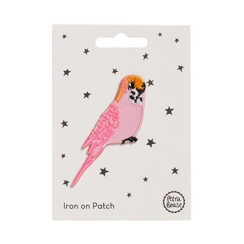 Aufbügel Patch / rosa Wellensittiche