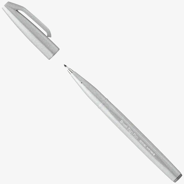Pentel-Sign-Pen-Brush-SES15C-N2X-Light-Grey-Stift-offen-mit-kappe
