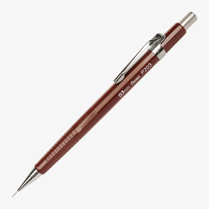 Druckbleistifte-Sharp200-p203-03mm-Gehäusefarbe-braun-Produktansicht-grauer-hintergrund