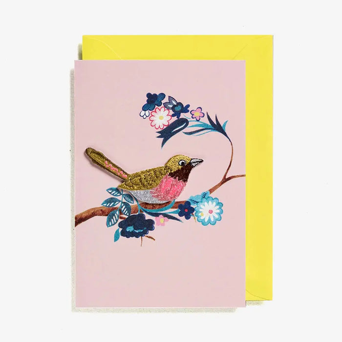 Grußkarte / Gestickte Vogel-Karte 3