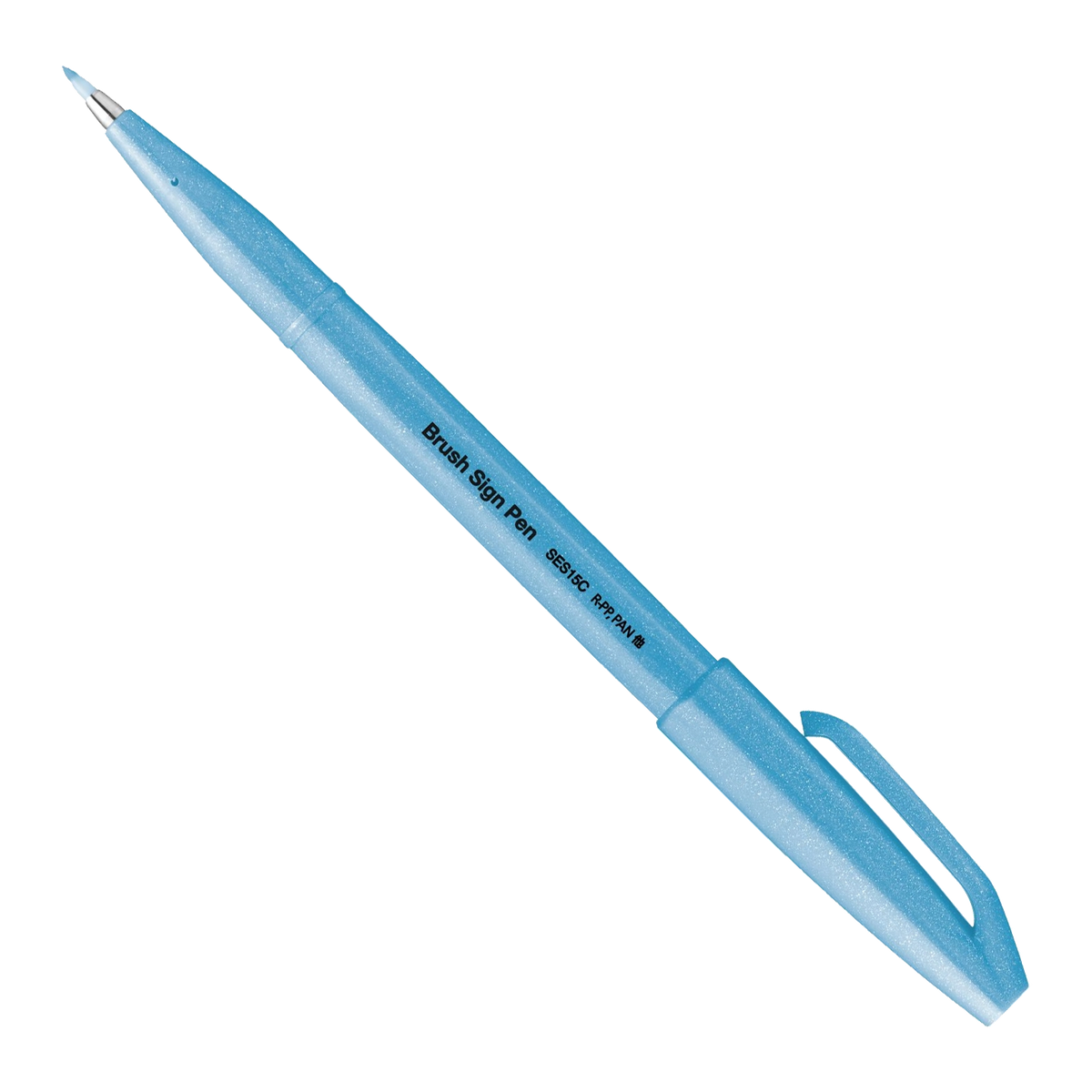 Pinselstift-Brush-Sign-Pen-neon-blau-SES15C-FSX-geoeffnet-mit-Kappe-produktansicht