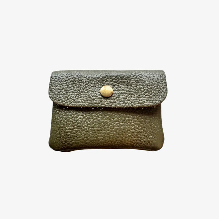 Portemonnaie | Leder | Electro Rainbow | Münz- Kartenetui | 11 x 8 x 2 cm | Khaki grün