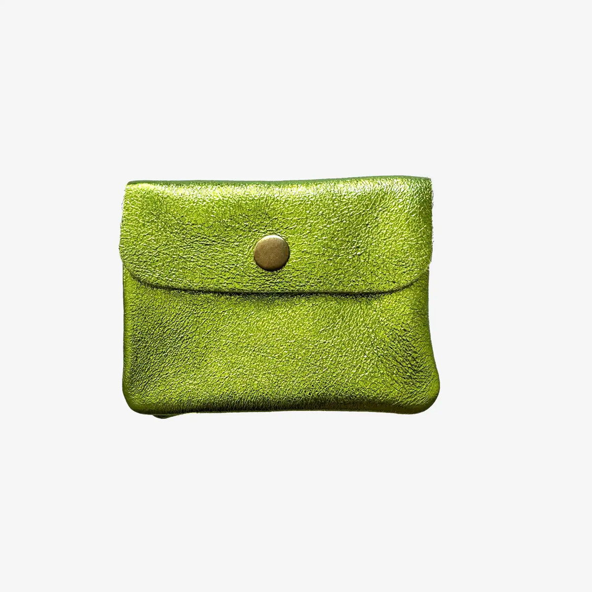 Portemonnaie-Leder-Electro-Rainbow-Muenz-Kartenetui-11x8x2cm-Metallic-HellGruen-Produktansicht