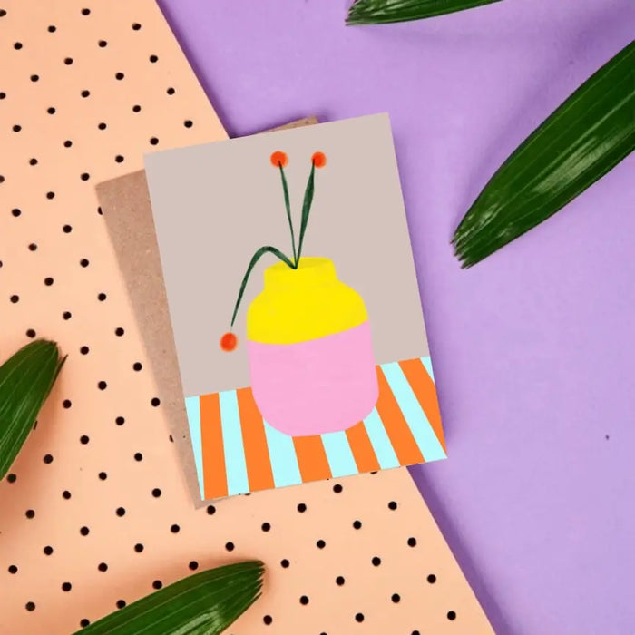 Postkarte / Vase Stripes Orange