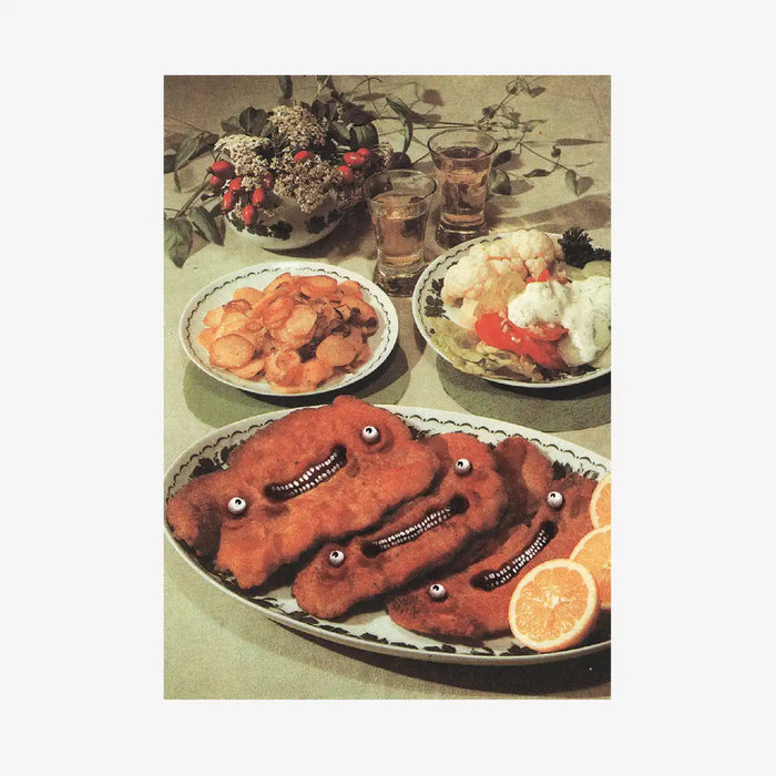 Postkarte-Schnitzelteller-Du-bist-was-du-isst-Superfreunde-A6