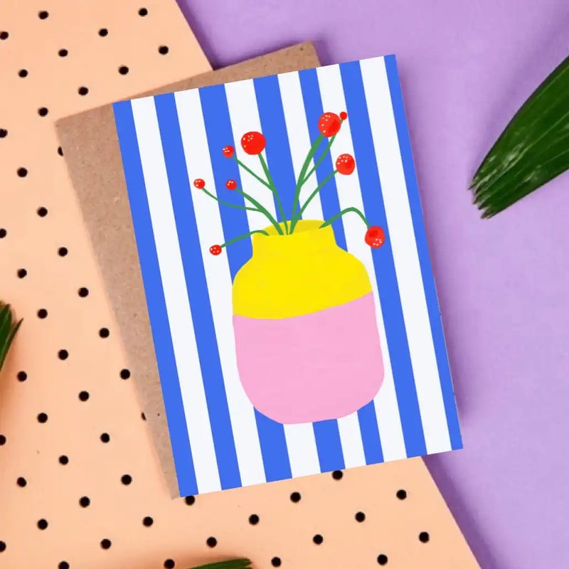 PostkarteHej-ibiza-Vase-Mio-Blue-Stripes-vorn-Produkt