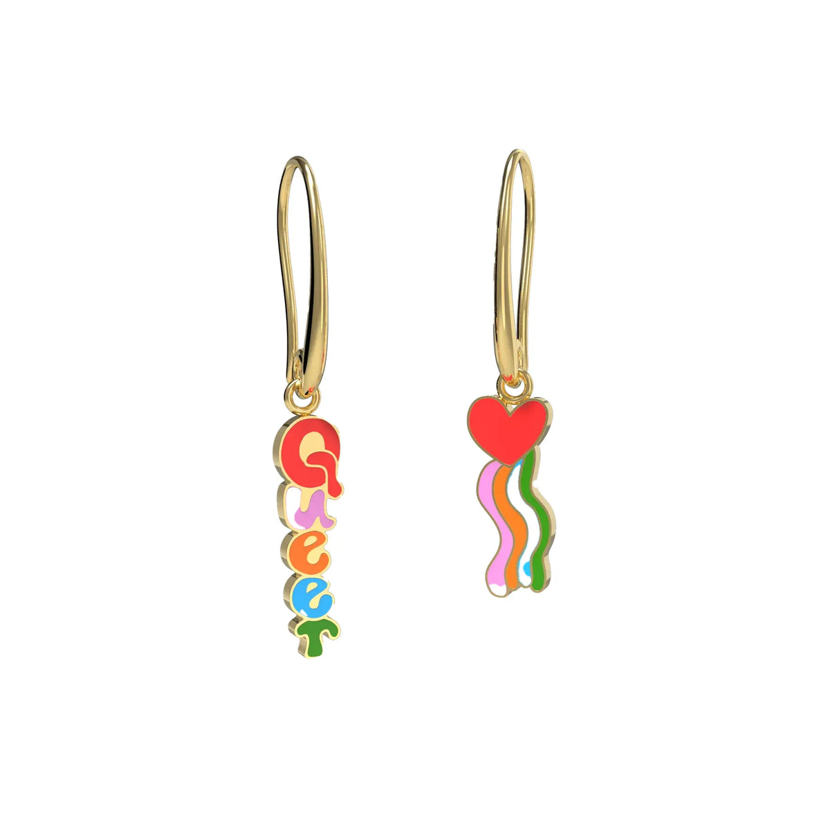Ohrringe Creolen Queer-Herzohrringe LGBTQ+-Pride-Statement-Schmuck