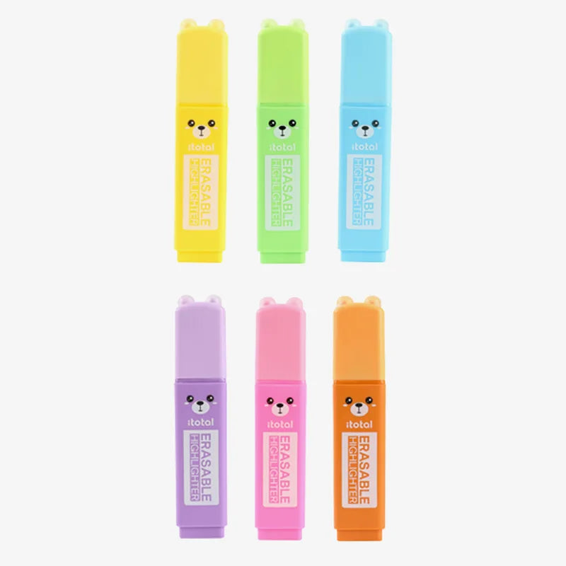 Radierbarer-Stift-Textmarker-6-verschiedene-Farben-Baer-Macaron-Produktansicht