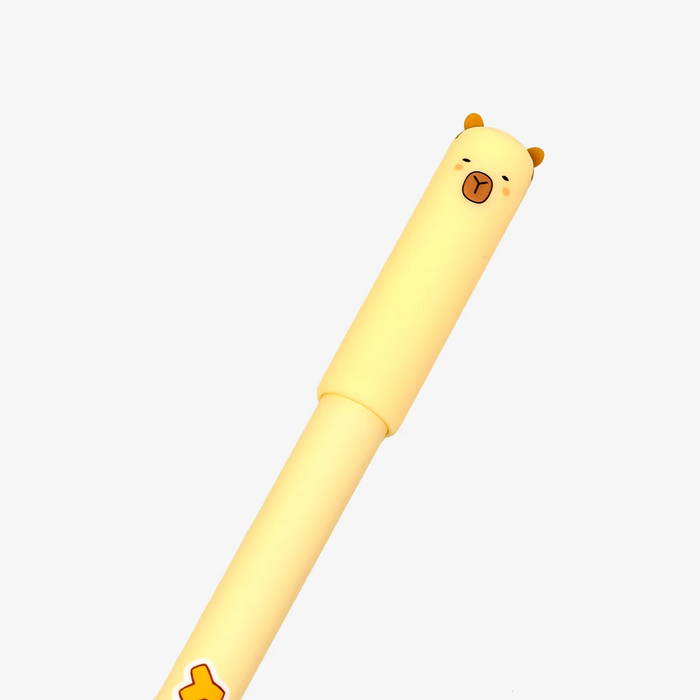Radierbarer-Stift-mit-Capybara-Print-beige-so-Cappy-Produktansicht-Stiftekappe