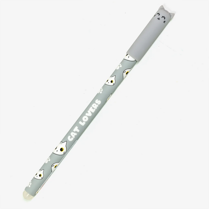 Radierbarer-Stift-mit-Katzen-Print-grau-Cat-Lovers-Produktansicht
