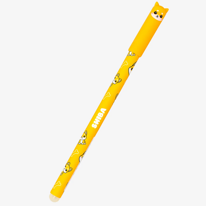 Radierbarer-Stift-mit-Shib-Print-orange-gelb-Dog-Produktansicht