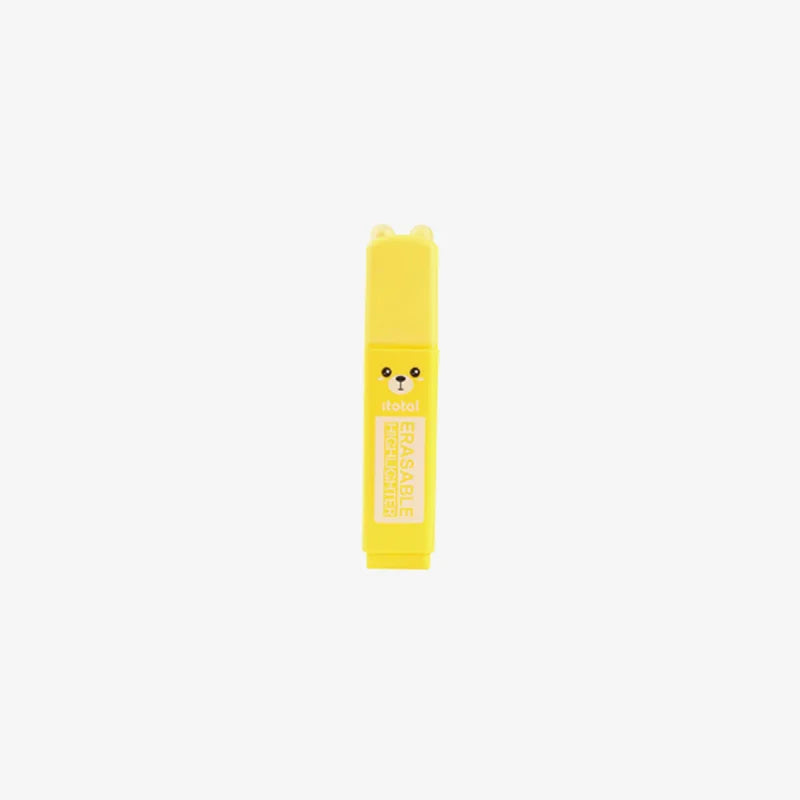 Radierbarer-_Stift-Textmarker-gelb-_Baer-Macaron-Produktansicht