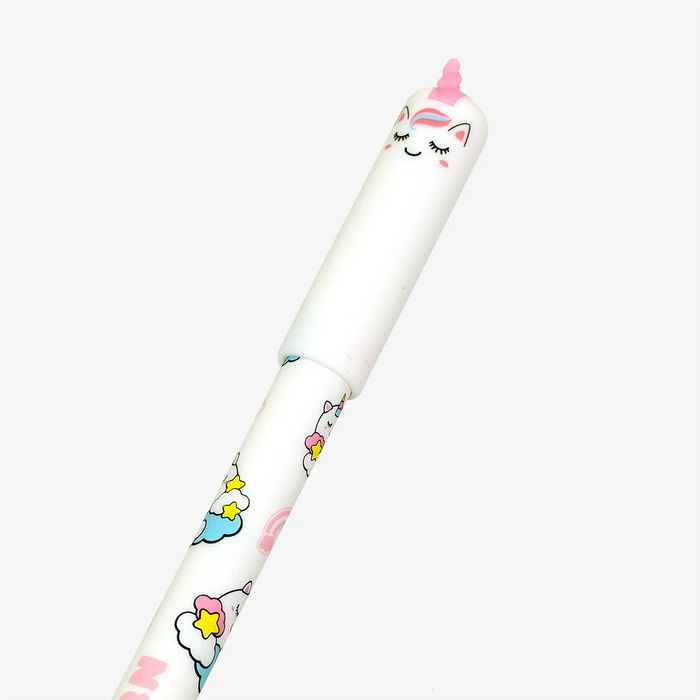 Radierbarer_-Stift-mit-Unicorn-Produktansicht-Stiftekappe