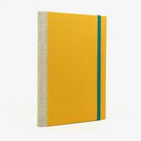 Rezepte-registerbuch-A5-280seiten-LINIERT-8Farben-cover-Retroacrylleinen-Farbe-Gelb-seitlich-von-hinten