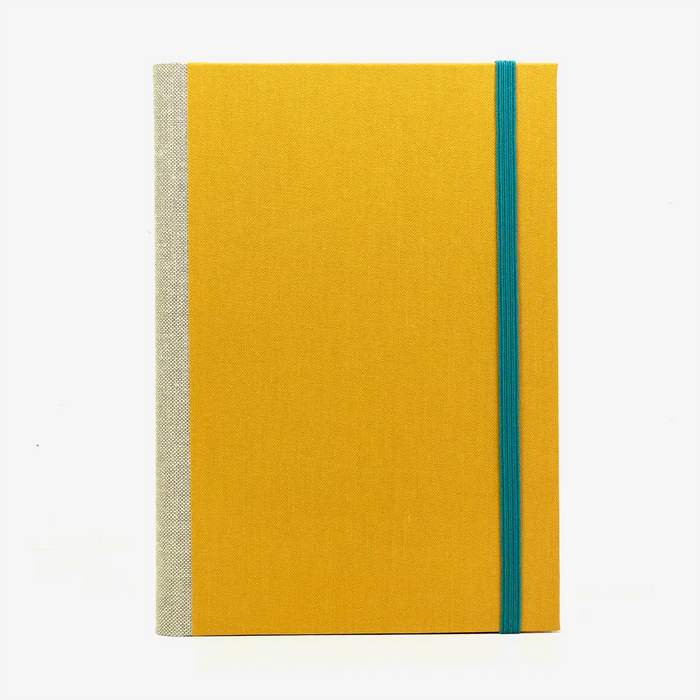 Rezepte-registerbuch-A5-280seiten-LINIERT-8Farben-cover-Retroacrylleinen-Farbe-Gelb