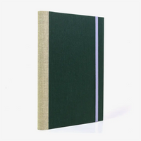Rezepte-registerbuch-A5-280seiten-LINIERT-8Farben-cover-Retroacrylleinen-Farbe-dunklesgruen-SEITLICH-VON-hinten