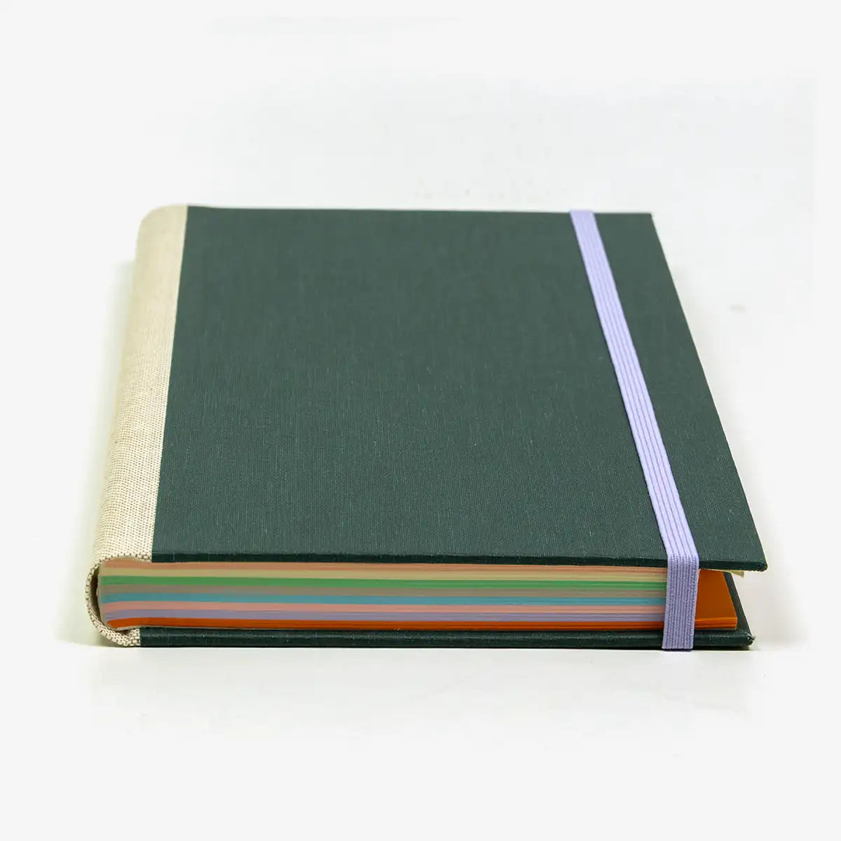 Rezepte-registerbuch-A5-280seiten-LINIERT-8Farben-cover-Retroacrylleinen-Farbe-dunklesgruen-liegend