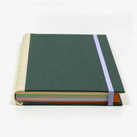 Rezepte-registerbuch-A5-280seiten-LINIERT-8Farben-cover-Retroacrylleinen-Farbe-dunklesgruen-liegend