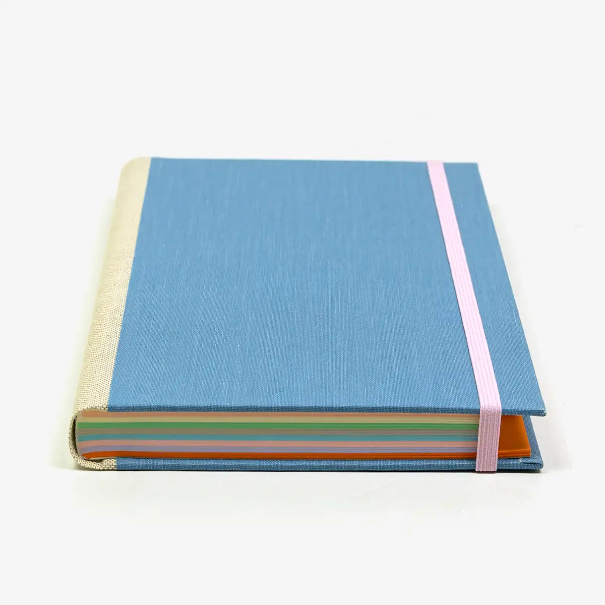 Rezepte-registerbuch-A5-280seiten-LINIERT-8Farben-cover-Retroacrylleinen-Farbe-hellesBlau-liegend