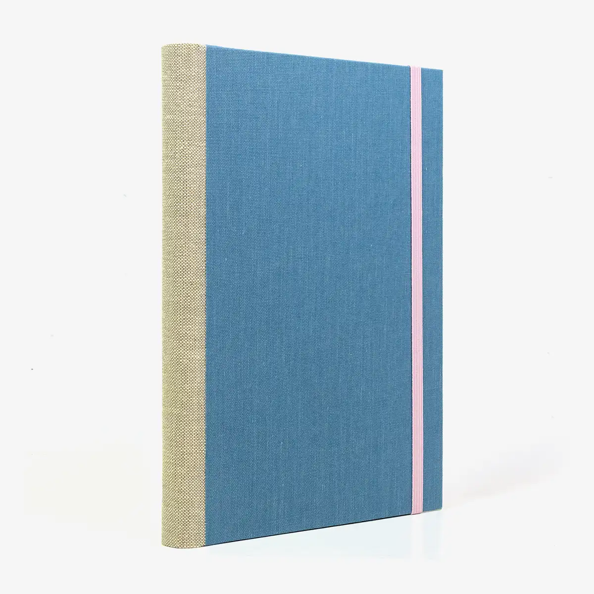 Rezepte-registerbuch-A5-280seiten-LINIERT-8Farben-cover-Retroacrylleinen-Farbe-hellesBlau-seitlich-von-hinten