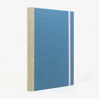 Rezepte-registerbuch-A5-280seiten-LINIERT-8Farben-cover-Retroacrylleinen-Farbe-hellesBlau-seitlich-von-hinten