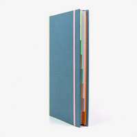 Rezepte-registerbuch-A5-280seiten-LINIERT-8Farben-cover-Retroacrylleinen-Farbe-hellesBlau-seitlich-von-vorn