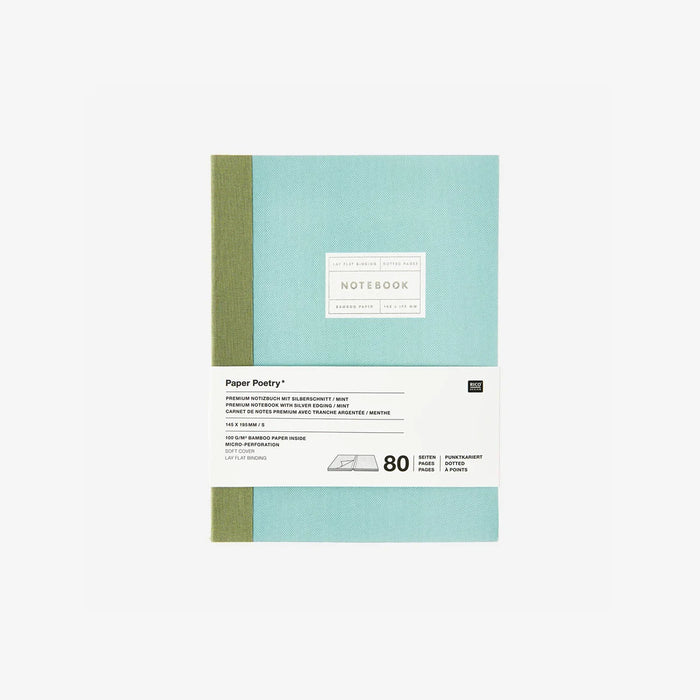 Rico-Design-Notizbuch-dotted-GroesseS-Mint-80Seiten-100gm2-Silberrand-cover-von-vorn-mit-Banderolle